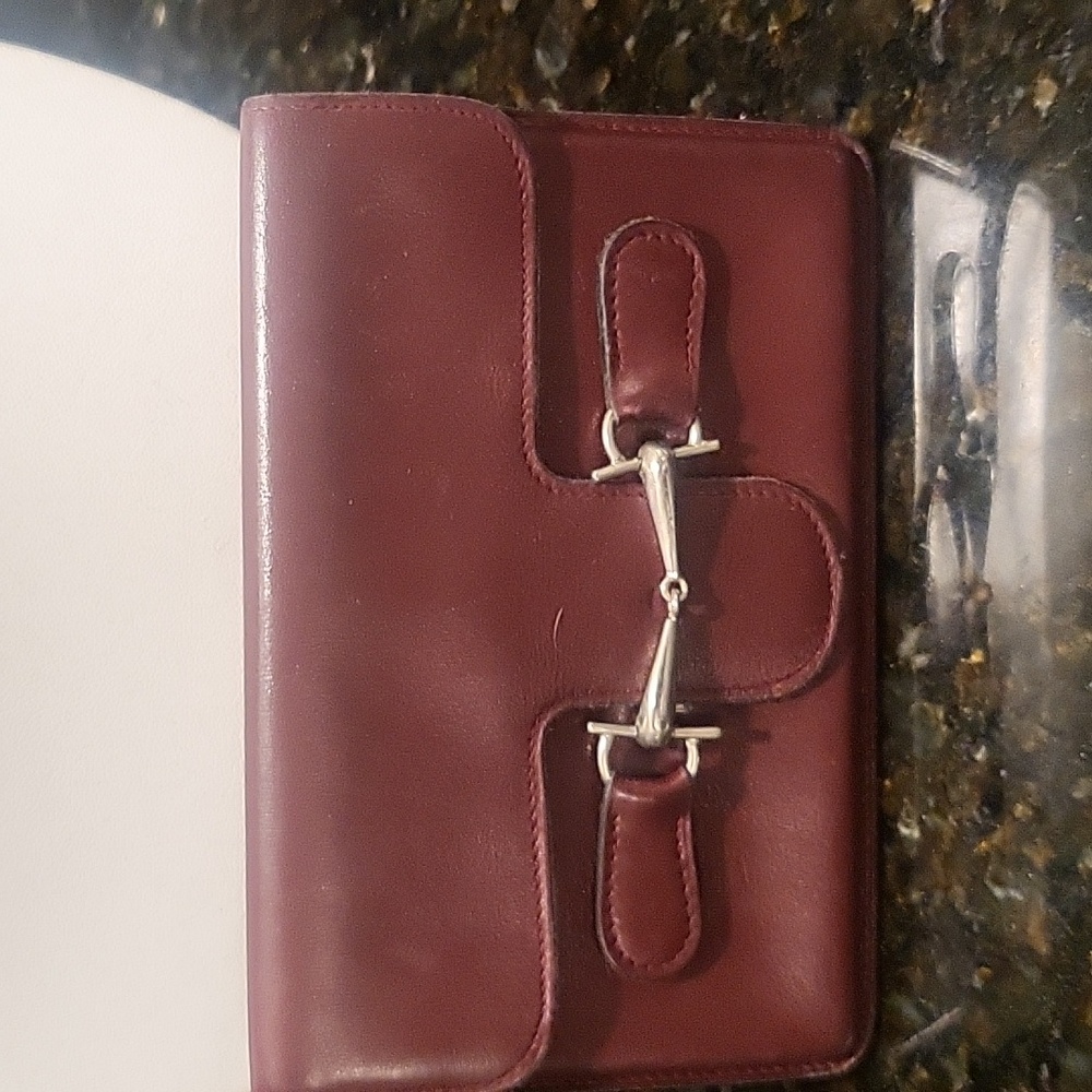 Gucci Red Leather Wallet with Silver Accents